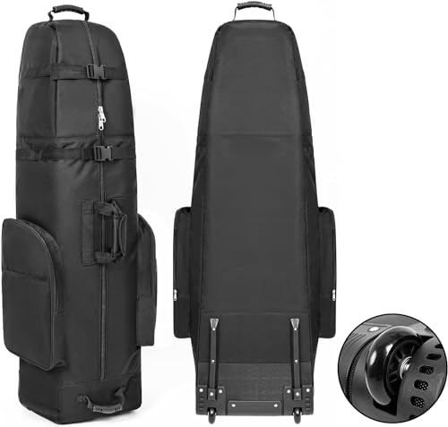 Golf Travel Bags with Wheels, 900D Heavy Duty Oxford Wear-Resistant with Extra Storage Bag, Lightweight & Portable Golf Club Travel Cover for Airlines Easy Storage