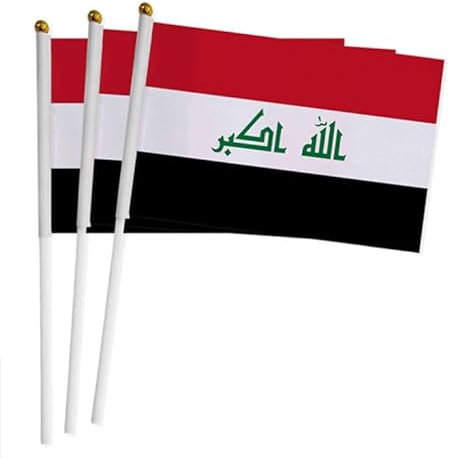 20 Stück Irakische Handflaggen, kleine Irak-Flaggen für Unabhängigkeitstag, Gedenktag, Festivals, Parade, Partys und Dekorationen