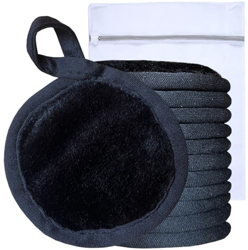 Reusable Makeup Remover Pads Microfiber Face Cloths with Mesh Bag Cleansing Facial Cloths with Laundry Bag for Face, Eye, Lips - Reusable Wipes 5 x 5 inch 12 Pack Black