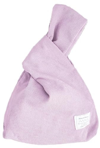 Anopo Kleine Cord Knoten Tasche Handtasche für Damen Niedliche Vegane Einkaufstasche Geldbörse Tote Tasche Hell Lila