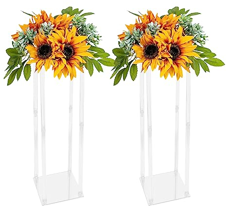 Generisch HPDTZ Blumenständer Pflanzenständer Blumenregal Blumentreppe Outdoor Klar Hochzeit Blumenständer Acryl Rechteckig Modern Freistehend 2 Stück 25x25x100cm