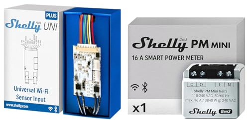 Shelly Plus Uni | Smartes Wi-Fi- und Bluetooth-gesteuertes Modul & PM Mini Gen 3 | Intelligenter WLAN- und Bluetooth-Leistungsmesser 1 Kanal 16 A