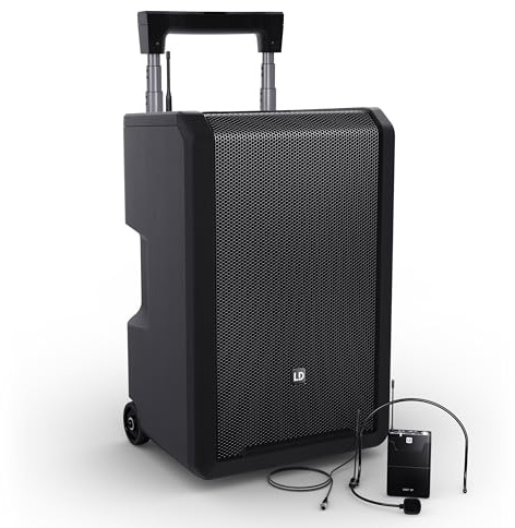 LD Systems ANNY 10 BPH - Mobiler Bluetooth PA-Lautsprecher mit Akku, Mixer und 1x Headset-Mikrofon (inkl. Taschensender) 655-679 MHz, schwarz