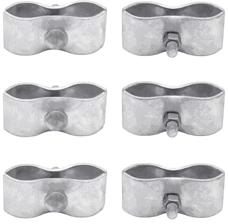 6 Stück 4,8 cm Kettenglied-Zaunpaneelklemmen, Hundehütten-Klemme, Hundehütten-Klemmen für 4,8 cm Außendurchmesser-Rohr, verzinkte Sattelklemmen für Rundrohrrahmen, Schrauben und Muttern im