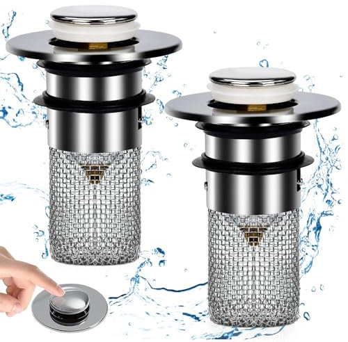 NathrBTV 2 Pezzi Raccogli Capelli Doccia Filtro di Scarico Per Lavello a Scomparsa Con Anima in Rame Filtro Doccia Capelli Adatto a Cucina Bagno Vasca