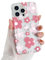 Micoden Cute Curly Wave Case for iPhone 15 Pro,Clear with Anti-Yellowing Flower Floral,Soft TPU Slim Bumper Shockproof Anti-Scratch Protective Wavy Cover for Girls Women-Pink
