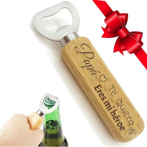 Regalo Padre/Papá - Abrebotellas,Abridor Cerveza, Abrebotellas de Madera Natural de Acero Inoxidable Duradero Portátil Gran，Abrebotellas con atracción magnética Regalo para Padre/Papá