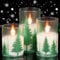 Eldnacele Christmas Tree Glass Flameless Candles with Remote and Timer, Battery Operated LED Christmas Candles Flickering for Home Decoration Gift (Green)