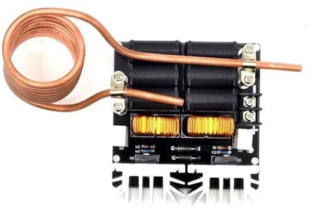 Calentador de inducción Módulo de placa calefactora de inducción de bajo voltaje, 12V-48V, 1000W, 20A, controlador Flyback, calentador, calentador por inducción magnética DIY Calienta rápidamente el m