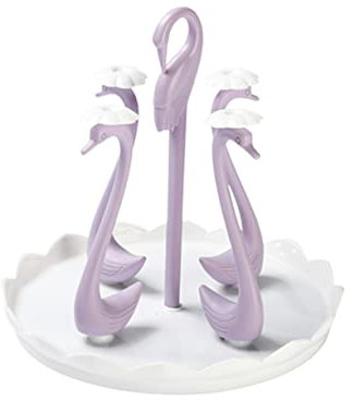 PHENOFICE Elegante Portabicchieri in Plastica Con Motivo A Cigno Supporto A 4 Pali Per Tazze Da Caffè Tè Acqua Tazze Decorazioni Per La Casa E L'ufficio