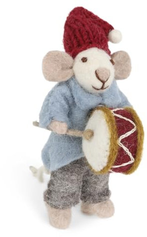 Gry & Sif Handgemacht & Fairtrade-Zertifiziert | Stilvolles dänisches Design X Nepali Kunsthandwerker | Kleine Orchestermus-Maus mit Trommel