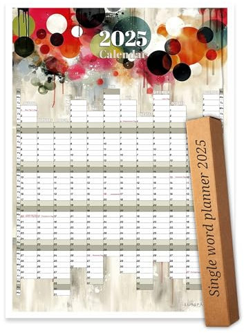2025 Yearly One Page Fridge Calendar with 4 Magnets - Wall Family Planner with Holidays - Annual Organizer - Vertical 13x18 (Bubbles)