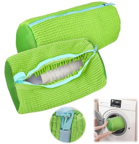 Schuhwaschbeutel Waschmaschine 2 Stück Multi Schutz Schuhbeutel Waschmaschine Wiederverwendbarer waschbeutel schuhe für Alle Schuharten Und -Größen,Schonen Sowohl Schuhe als Auch Waschmaschine(Grüner)