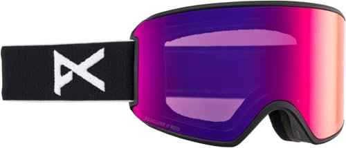 Anon WM3 Damen Schneebrille + Bonus Linse + MFI Gesichtsmaske (Rahmen: schwarz, Gläser: Perceive Sunny Red, Spare Cloudy Burst)