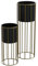 HAGO24 | Blumenständer 2er Set | 46,7cm 70,5cm | Pflanzentopfhalter Schwarz Gold | Balkon Terrasse | entnehmbarer Blumentopf | wetterfest Stahl | Indoor Outdoor |