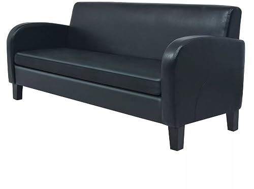 Brokky 3-Sitzer-Sofa Kunstleder Schwarz KüChensofa 3 Sitzer Sofa Mit Schlaffunktion
