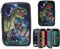 Depesche 13131 Dino World Galaxy - Gefüllte 3-Fach Federtasche, mit Dinosaurier Motiv und LED-Lichtern, Federmappe mit Buntstiften, Lineal, Schere uvm.