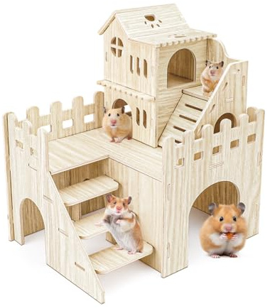 Hamsterversteck Hamsterhäuser und Verstecke mit Kletterleiter Hamster-Labyrinth Hamsterzubehör für größere syrische Hamster und Kleintiere