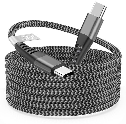 Cable USB C a USB C 3M, Cable Tipo C Carga Rapida para iPhone 16/15/15 Pro Max/15 Plus,iPad Pro/Air, Samsung Galaxy, Xiaomi, 60W Cable USBC a USBC Nylon Trenzado Cable Cargador Tipo C iPhone 16 15
