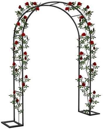 Rosenbogen für Kletterpflanzen und Rosen Metall Gartenbogen Rankhilfe röhrenförmig Torbogen Rankgitter Gartendekoration Pergola Terrasse Spalier(140x230cm)