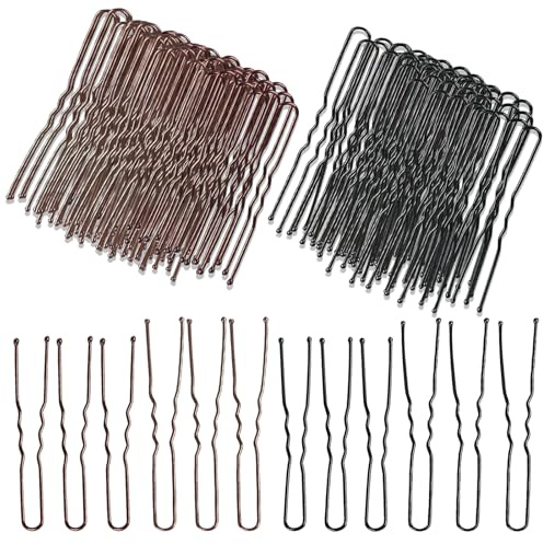 200 Stück Haarnadeln, Metall Wellenform Haarklammern, Braun Metall Haarklammern U-förmige Haarnadeln Schwarz, U-Haarklammern für Mädchen Haarnadel, Friseursalon Hair Styling