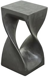 FairEntry Gedrehter Holzhocker, Blumensäule, Podest, Beistelltisch, Nachttisch, Blumenständer aus Massivholz 50 x 28 x 28 cm, Schwarz
