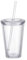Clear Insulated Plastic Coffee Cup with Lid and Straw Double Wall Tumbler Reusable Travel Mug for Hot Cold Drinks Leakproof Spill Proof Lightweight Beverage Container