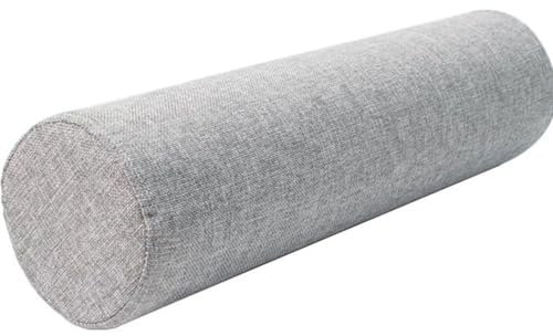 MSNCS Nackenrolle Linen Rollenkissen 40/50/60/70/90 cm Nackenkissen Kopf, Nacken, Rückenstütze Kissenrolle abnehmbar Rohrkissen Dekokissen für Betten und Sofas Yoga(Light Gray,12cmx40cm)