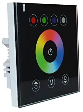 NZBZTMLCYK Home Beleuchtung RGBW-LED. Berührungsschalter-Panel-Controller LED Dimmer 12V Neon Flex Strip Lights Lichtmodulator(schwarz)