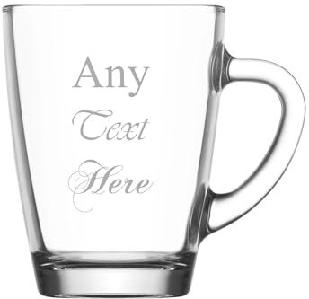 ukgiftstoreonline Personalised Glass Tea Cup, Coffee and Hot Chocolate Mug, Gift for All Occasions