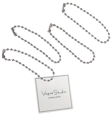 HOMSFOU 20 Stück Metallkette Silber Robuste Kugelkette für Anhänger Schlüsselanhänger und DIY Projekte Hochwertige Nickelbeschichtete Ballkette mit Verbindungselement