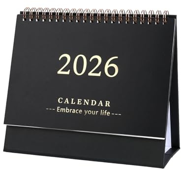 2025 UK-Kalender, Schreibtischkalender 2025–2026, Schreibtischkalender 2025, Metallring, Doppeldraht, vertikale Doppelbindung, geeignet für Werbegeschenke, Werbegeschenke (schwarz)