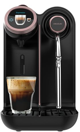 Cecotec Cafetera de Cápsulas Power Caps Spin. 1850W, 20 Bares, Compatible Cápsulas Nespresso, 1.5L Depósito Agua, Pantalla Intuitiva, 7 Bebidas, Autoapagado, Bajo Consumo, Sensor Temperatura