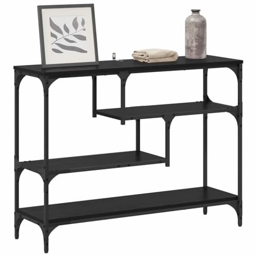 vidaXL Console Table Black oak 100 x 30 x 75 cm Engineered wood, Living Room Console Table, Rectangular Display, Industrial Entryway, Minimalist Storage, Urban Decor