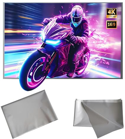 Schermo per Proiettore Anti-luce 4K, Telo Proiettore Portatile da 60/84/100/120/130pollici per Home Theater(130inch (16:9))