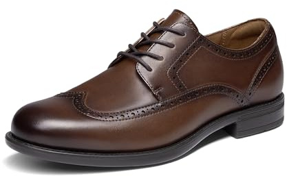 Bruno Marc Men's Brogue Leather Shoes | Wingtips Comfort Cushion Tech, Padded Collar, Non-Slip Outsole, Ideal for Weddings, Meetings, Dates & Events