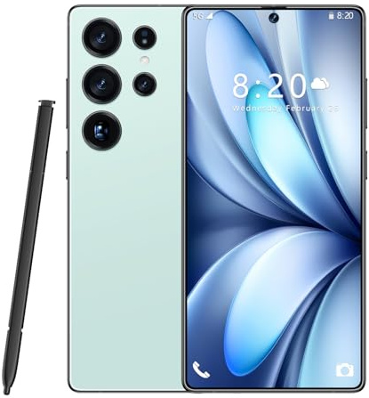COTSRGT Smartphone S25 Ultra Sbloccati, 16 GB 1 TB, Fotocamera AI Da 72 MP 108 MP, 8000 MAh, Doppia SIM, 5G/4G, Android 14, Wi-Fi/GPS, Riconoscimento Facciale E Impronta Digitale,Cyan-7.3 Inch
