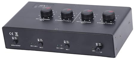 EIMSOAH Amplificatore Microfono a 2 Canali, Amplificatore Microfono Condensatore, di Potenza Fantasma a 48 V USB 5V DC per Chitarra Microfonda del Condensatore Dinamico