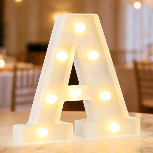 LED Buchstaben Lichter Alphabet,LED Leuchtbuchstabe mit Warmes,LE-D Brief Beleuchtung,Buchstaben Nacht Lichter Dekoration,für Geburtstagsfeier,Weihnachten,Hochzeit,Party,Kinderzimmer, Buchstaben A