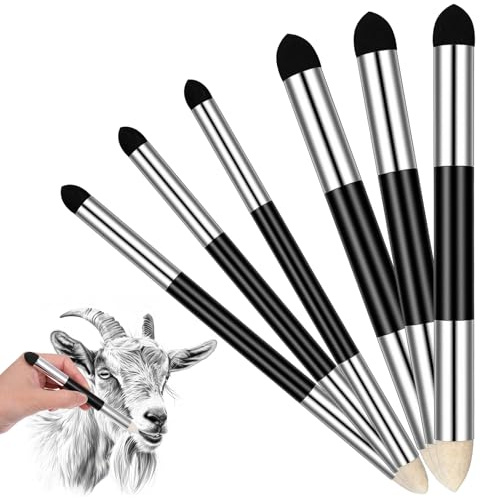 JJUNW 6Pcs Drawing Oil Soft Pastel Blending Tool, Dual Tip Blending Pen Set | Artist Blending Sponge Penfor Artist Professional Sketch Drawing Blending Lightening Highlight