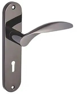 Designer Levers Bordeaux Lever Lock Door Handle, Black Nickel | Fixings included; for for interior doors; supplied as a pair; aluminium construction.