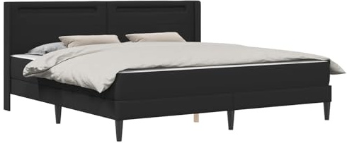 vidaXL Bettgestell mit Matratze Schwarz 200 x 200 cm Kunstleder, Moderner Bettgestell, schickes Schlafzimmermöbel, eleganter Schlafplatz, gemütliches Design für entspannten Schlaf