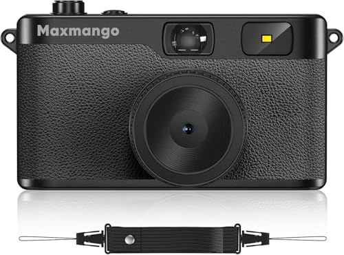 Maxmango D53 Fotocamera Digitale Compatta Senza Schermo, Fotocamera Vintage Retro 12 MP Catturare Momenti Reali, Filtri DIY Scaricabili, USB-C, Scheda SD da 8 GB Inclusa, Fino a 4000 Foto (Nero)