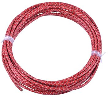 KONMAY 4.5Meters 3.0mm Round Red Geneuine Braided Leather Cord Bolo Leather Cord…
