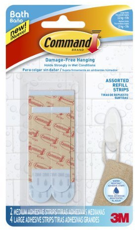 Command 821079049512 Bath Water Resistant Refill, 2-Medium and 4-Large Strips (BATH22-ES-E), 1 Pack Blue
