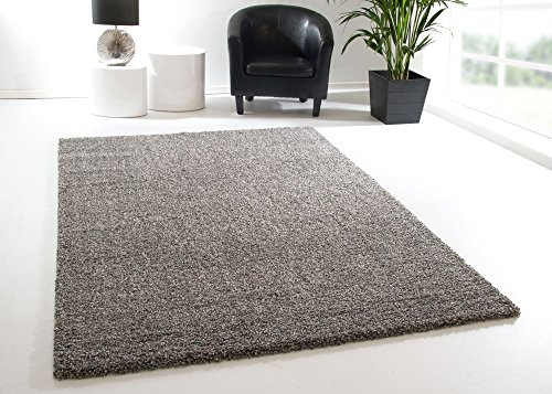 Hochflor Teppich Winnipeg Meliert in Silber grau, GUT Siegel Zertifiziert, Größe: 160x230 cm