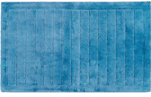 Egeria Line Badematte 60x100 cm, Blau mit Streifen, Weiches Badmatte, Badteppich rutschfest Waschbar, saugfähiges, langlebiges Badezimmerteppich für Komfort und Stil