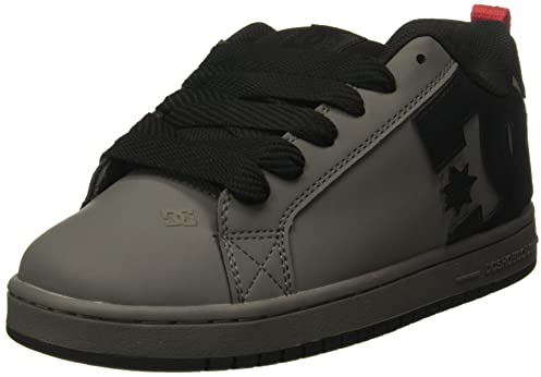 DC Shoes Herren Court Graffik Low-Top Sneaker, Grau / Schwarz / Rot, 46.5 EU