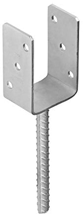 U Pfostenträger - Pfostenanker - Holzverbinder - Balkenschuh U profil - Pfostenträger 80x80 - Pfostenträger zum einbetonieren - Stützenfuß für Zaunpfosten, Holzpfosten, Terrasse, Carport