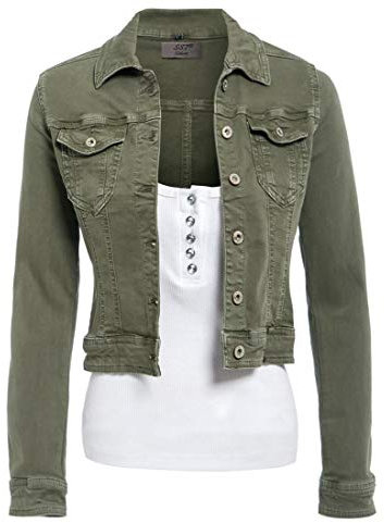 SS7 Femmes Aménagée Veste en Denim Stretch pour Femmes Kaki Jean Vestes Taille 36-42